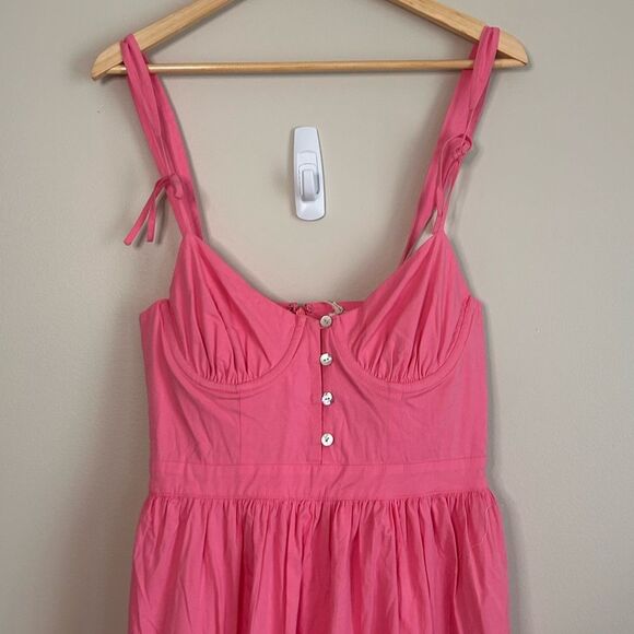 Revolve Tularosa Poppy Bustier A-Line Midi Dress in Watermelon Pink Size Medium - Picture 4 of 12